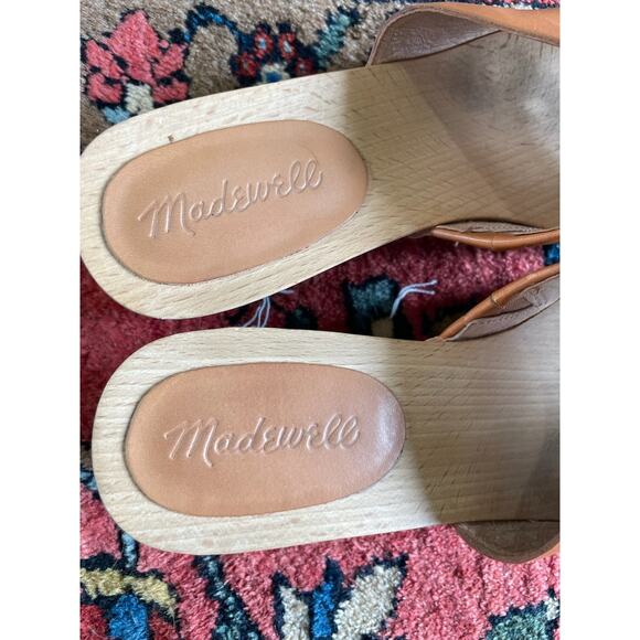 Madewell Evelyn Swedish Clogs 7.5 Women's Tan leather Wooden - Picture 5 of 12